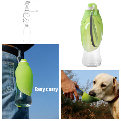 Pet Drinking Bottle Practical Multi-Functional For Outdoor Activities, With Leaf Pattern Design