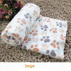 Thick fleece Soft dog Blanket with cute paws printe Warm small Pet Cat Dog